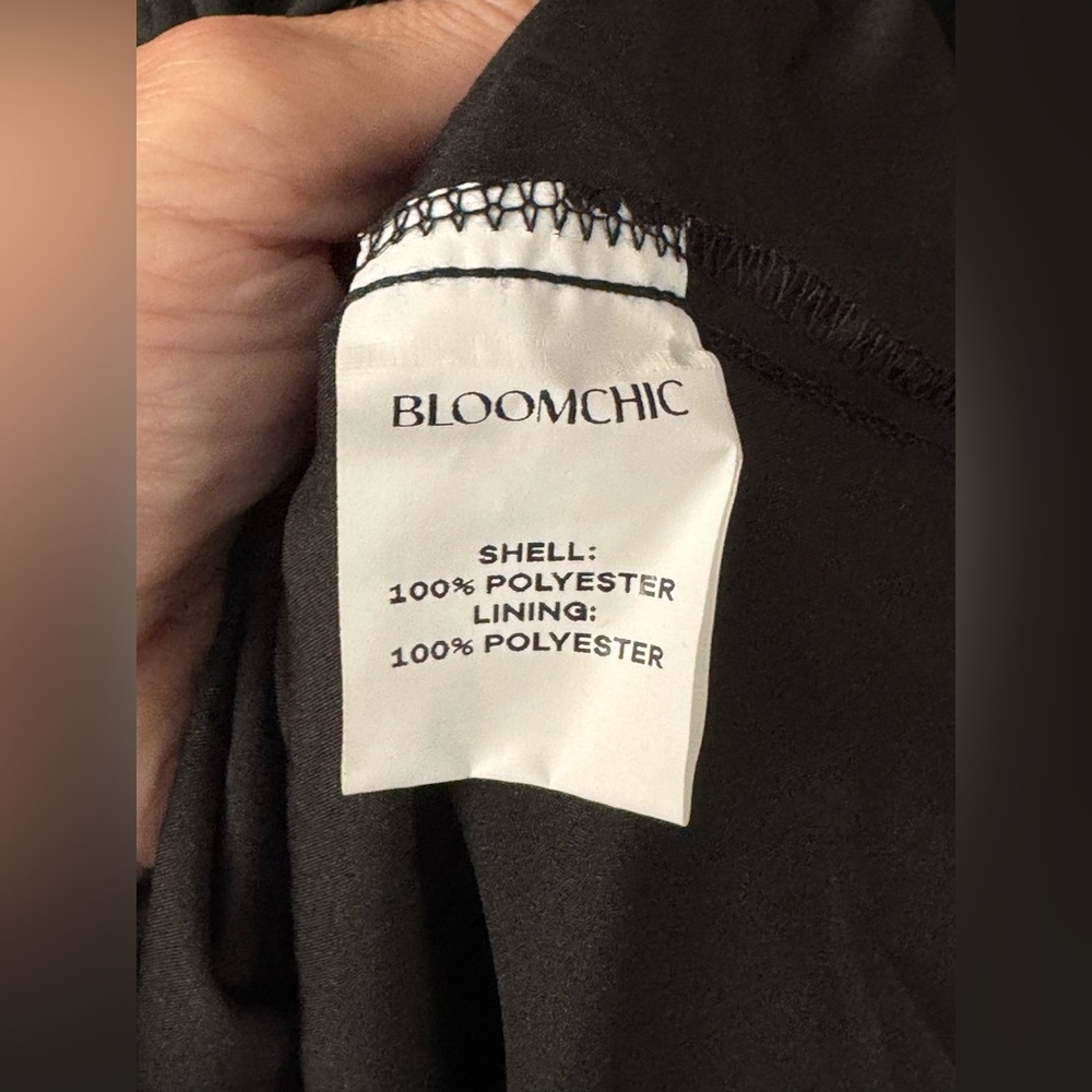 BloomChic Shimmery Polka Dot Stretchy Waist Midi Dress Black/Gold Plus Size - Picture 9 of 11